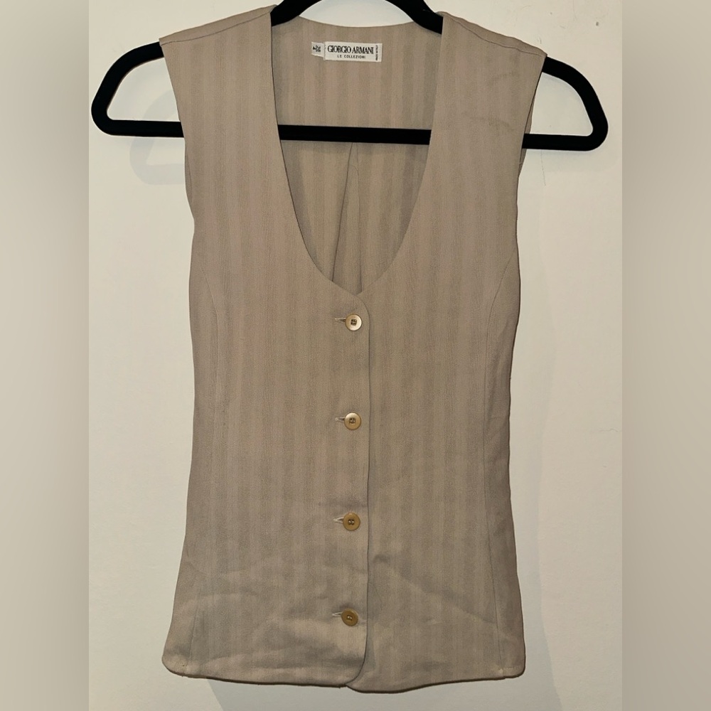 Giorgio Armani Light Beige Sleeveless Button Vest